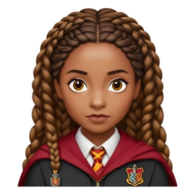 Angelina Johnson in harry potter, wear hogwarts gryfindor uniform, African Braided Hair sticker