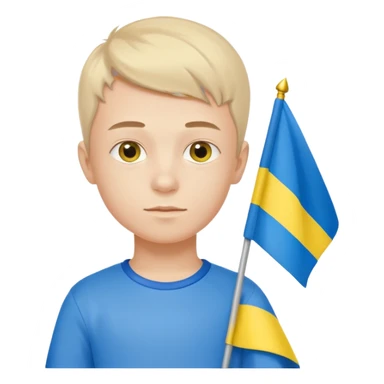 The Ukrainian boy with flag sticker
