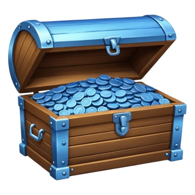 wood chest of blue coins sticker