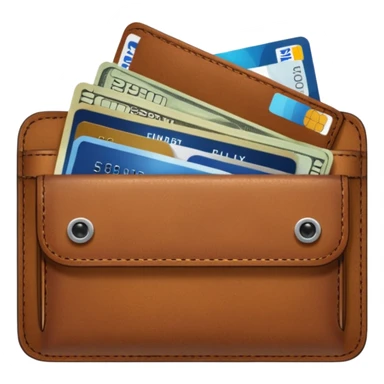 portefeuille marron avec pleins de billet et carte bancaire sticker