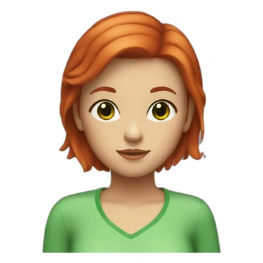 girl with short red hair and green eyes sticker