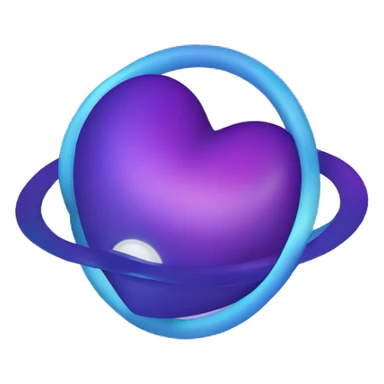 heart shape saturn with ring in blue and purple sticker
