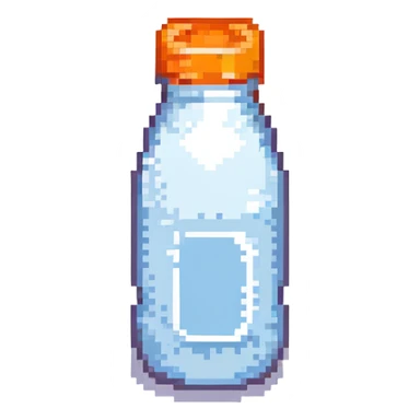 pixel art baby bottle containing milk with orange lid sticker