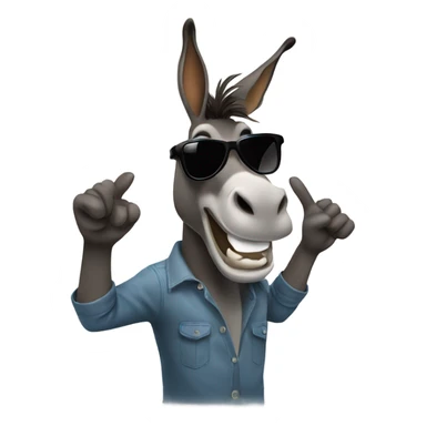 Donkey flipping off with both hands wearing sunglasses  sticker