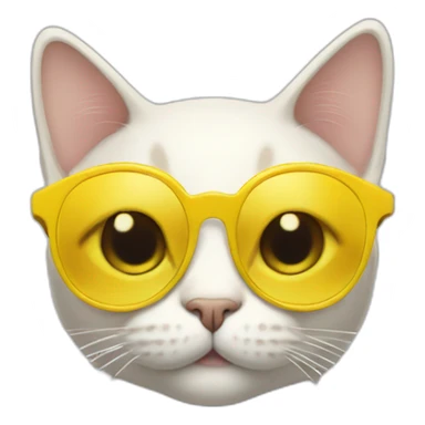 Cat with yellow glasses that holds and is cream sticker