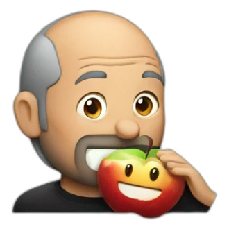 steve jobs eating an applelogo from a macbook sticker