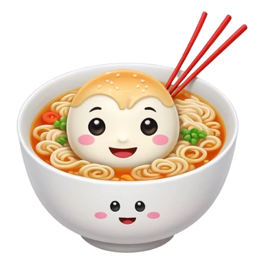kawaii ramen with cute eyes and smile and 2 chopsticks like its a sticker sticker
