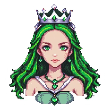 beautiful princess with striking green eyes and a crown sticker