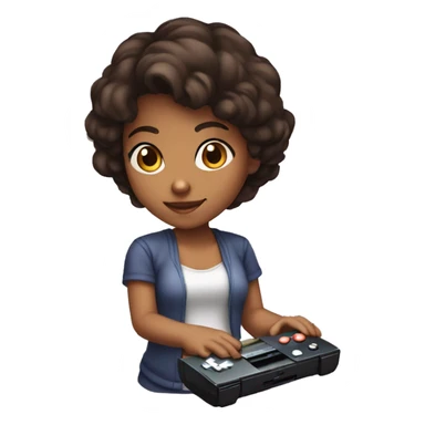 dark haired brown girl playing nintendo ds sticker