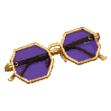 retro 70s octagonal sunglasses with purple lenses and gold frames sticker