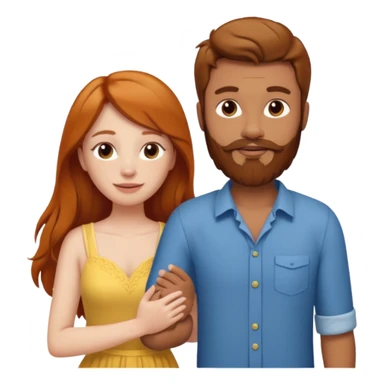 Ginger long hair girl,  brown hair men with beard on honeymoon sticker