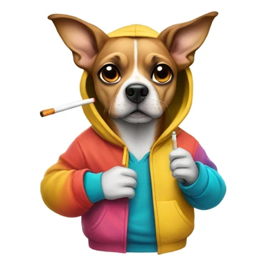 Dog in a hoodie smoking a cigarette sticker