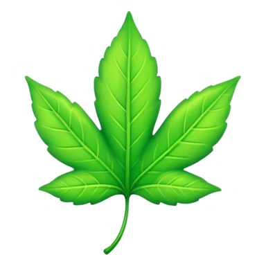 A neon green leaf emoji, iPhone emoji style, glossy and smooth, cartoonish, vibrant neon green color, high detail, simple and cute design, isolated on white background, centered c

 sticker