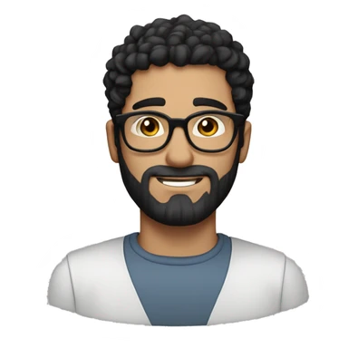 one european guy with short curly dark black hair and even shorter on the sides and beard and black eyes and round glasses sticker