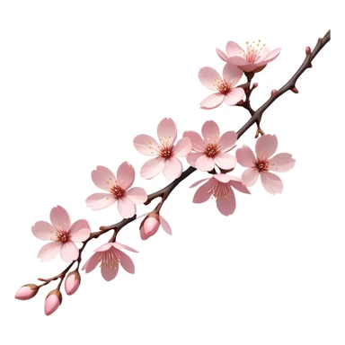 Cinematic Realistic Sakura Flowers on a Branch, depicted as delicate, soft pink blossoms gracefully adorning a slender, gently twisted branch, illuminated by subtle, warm natural light that accentuates their ethereal beauty and transient charm, poetic spring scene sticker