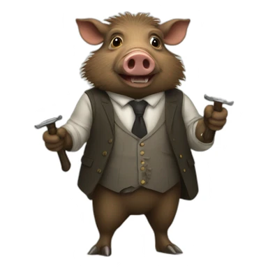 well dressed boar with knives sticker