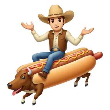 man bull riding a hot dog  sticker