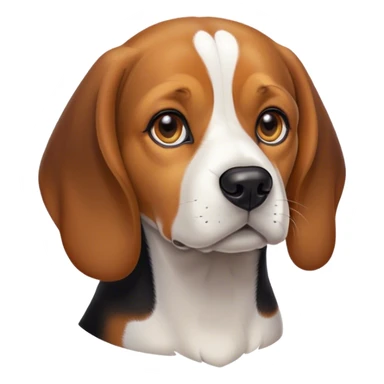 Cinematic Noble Beagle Portrait Emoji, Poised and regal, with a compact, sturdy build and a well-groomed coat of white, brown, and black, deep-set soulful hazel eyes, Simplified yet sharp and sophisticated features, highly detailed, glowing with a soft, dignified glow, high shine, intelligent and loyal, stylized with an air of strength, focused and attentive, soft glowing outline, capturing the essence of a watchful and confident companion, so majestic it feels as though it could step out of the screen with effortless authority! sticker
