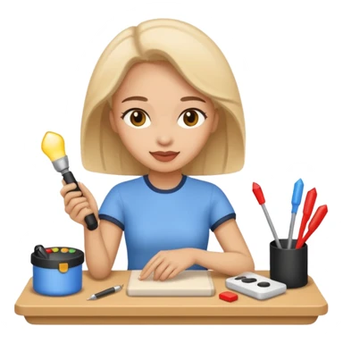 woman with hobby sticker