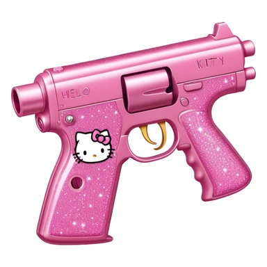 Pink sparkly, hello Kitty gun sticker