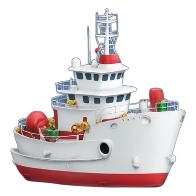 christmas decorated offshore tug sticker