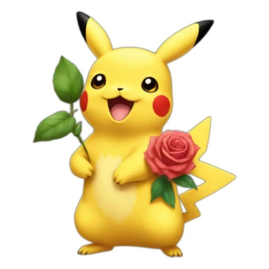 pikachu with a rose sticker