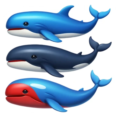 Deepseek icon whale emojis in blue black and red. sticker