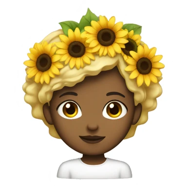 brown eyes girl with blonde short hair and a sunflower crown sticker