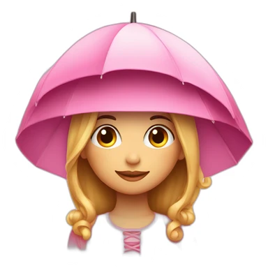 a dreamy girl in a pink hat with an open umbrella sticker