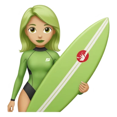 green woman with surfboard sticker