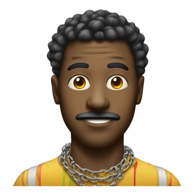 male portrait with necklace with a clown nose sticker