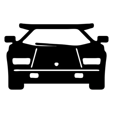 A Lamborghini Countach in a black filled icon style, front view. sticker