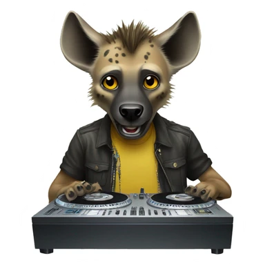 hyena with dj table sticker