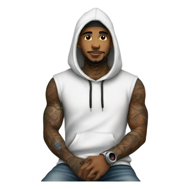 male tattoo artist using hoodie and cap with tattoo machine sticker