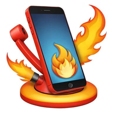 Generate aemoji of a phone spinning around with fire on sticker