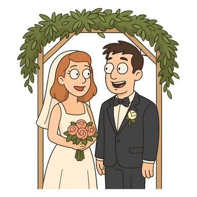 modern flat design wedding arch with greenery sticker
