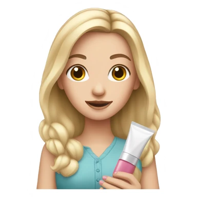 one white girl holding cosmetics in her hands sticker