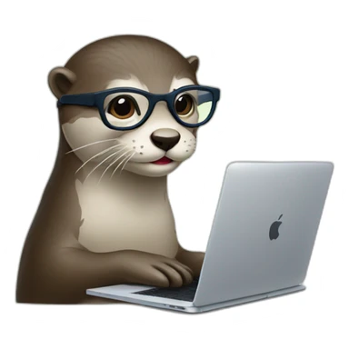 female vet otter with glasses use a macbook sticker