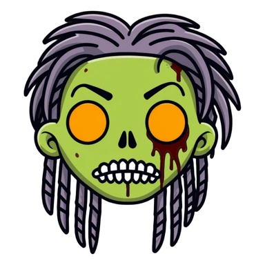 Zombie emoji but with dreads  sticker