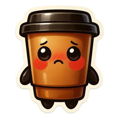Tall coffee cup, shy, deep blush, dramatic blush sticker