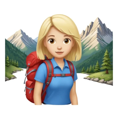 girl back packing mountains background  sticker