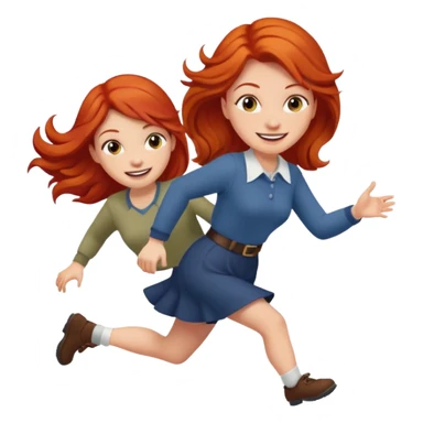 red headed woman chasing children sticker