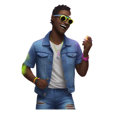 Rave party dancing neon smoking sticker