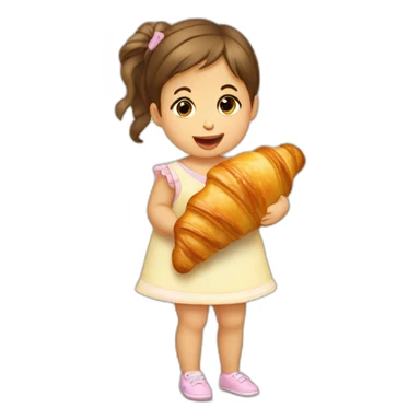 Bébé fille mange un croissant  sticker