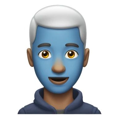 Man no Hair blue skin drooling and a Crown sticker