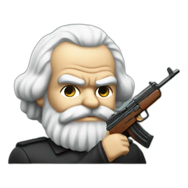 karl marx shoots ak-47 sticker