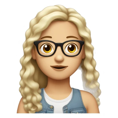 a white girl with cabello ondulado and glasses  sticker