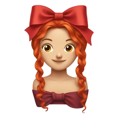 red open hair from behind with a red bow sticker
