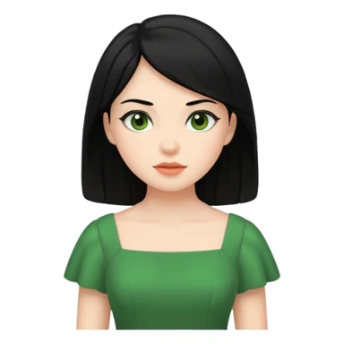 green dress black hair sticker