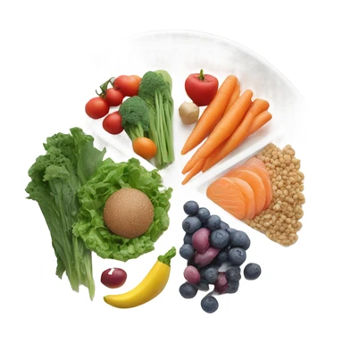 round white plate with healthy food sticker